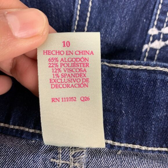 Faded Glory Girls Capri Jeans Size 10 Embroidered Cuffed Low Rise W26 x L15 - Picture 8 of 8